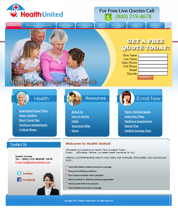HealthUnited Insurance Website Design | Simple SEO Group